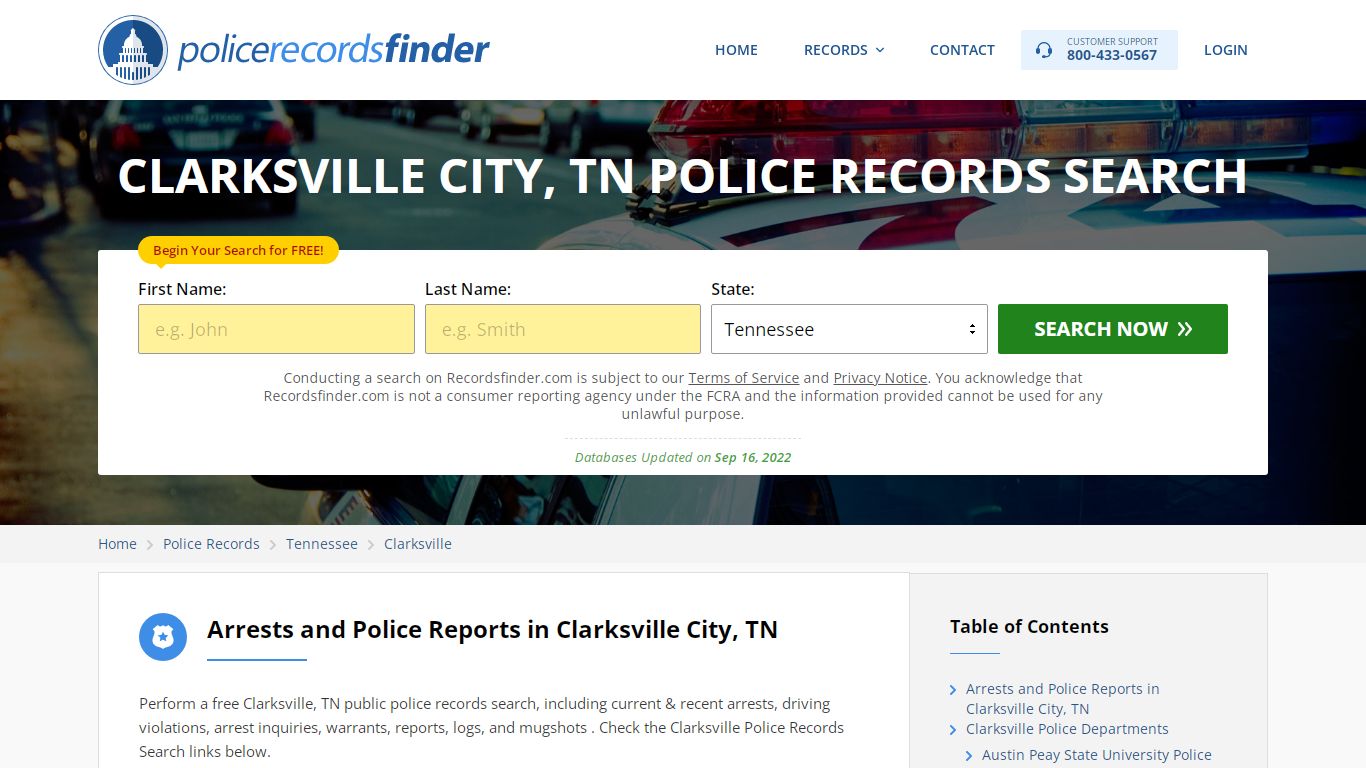 Clarksville, Johnson County, TN Police Reports & Police Department Records